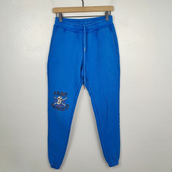 Cheatin Snakes Sweatpants Mens XS Blue Camp Destroyer Skater Joggers Lounge - Picture 1 of 8